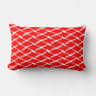 Red and White Geometric Pattern  Lumbar Cushion