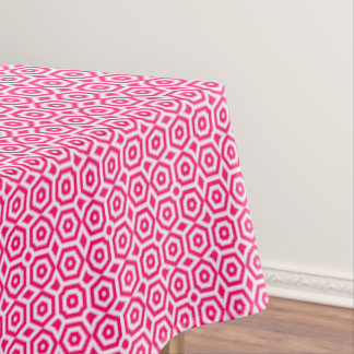 red and white geometric pattern tablecloth