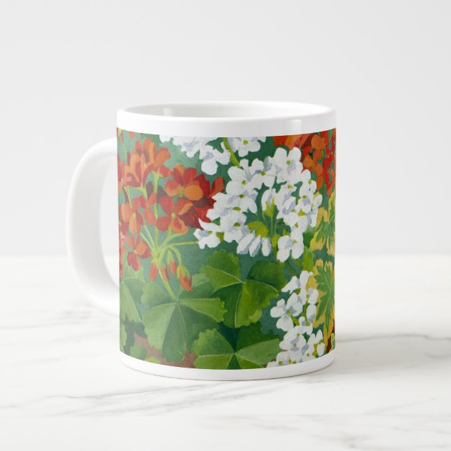 Red and white geraniums in pots 2013 large coffee mug (Front Left)