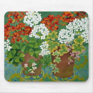 Red and white geraniums in pots 2013 mouse pad