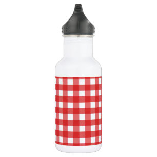 Red and white gingham 532 ml water bottle