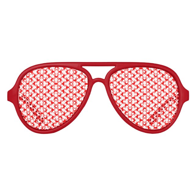 Red and white gingham checked aviator sunglasses (Front)