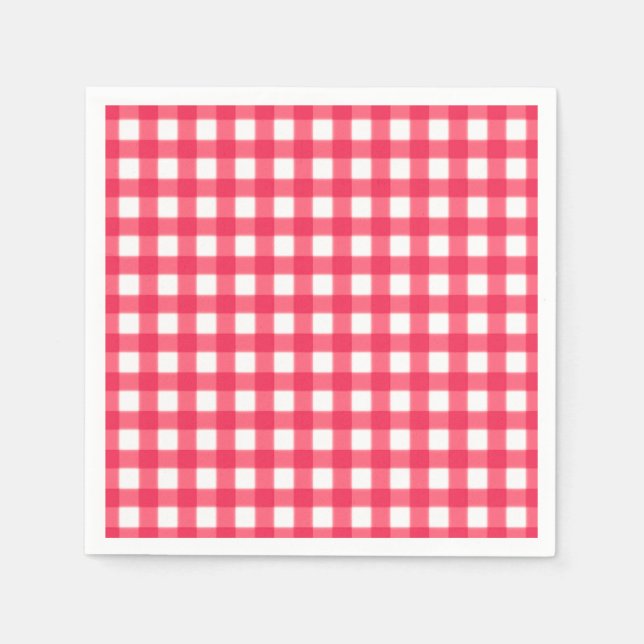 Red and White Gingham Chequerboard pattern Napkin (Front)