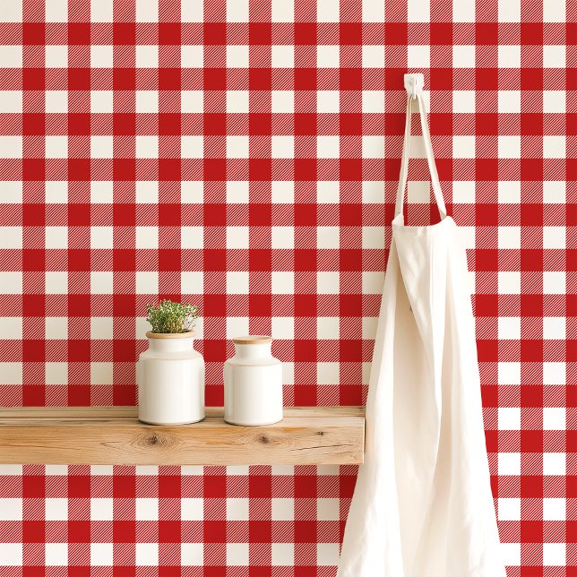 Red and White Gingham Chequered Wallpaper (Creator Uploaded)