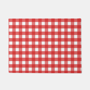Red and white gingham doormat