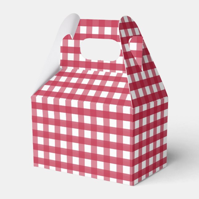 Red and White Gingham  Favour Box (Front Side)
