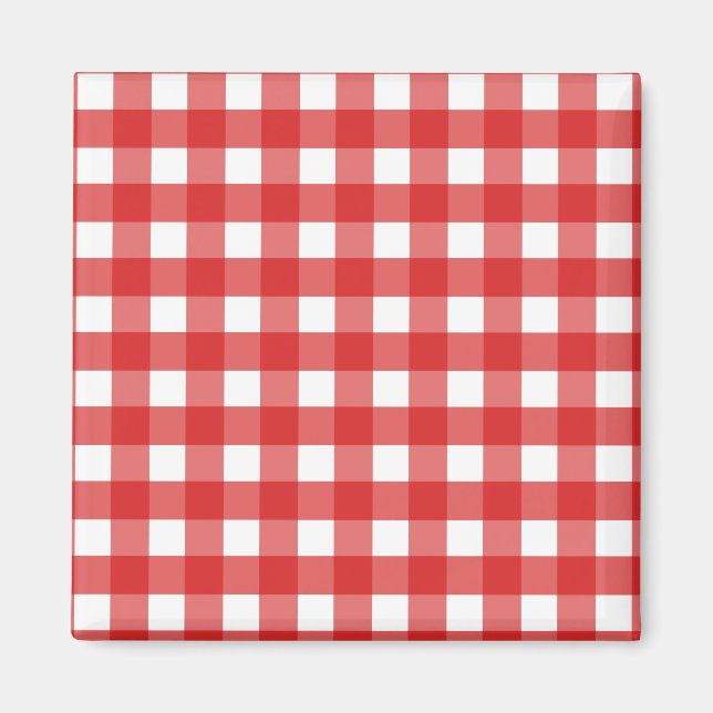 Red and white gingham magnet (Front)
