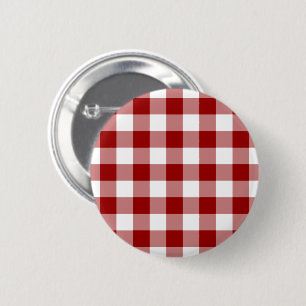 Red and White Gingham Pattern 6 Cm Round Badge