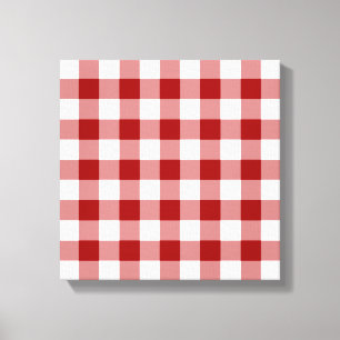Red and White Gingham Pattern Canvas Print