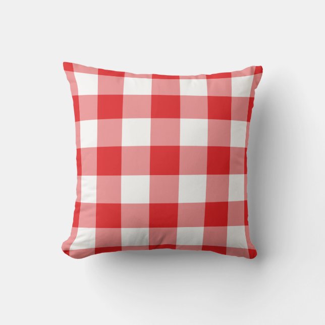Red and White Gingham Pattern Cushion (Front)