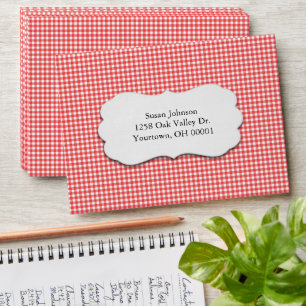 Red and White Gingham Pattern Envelope