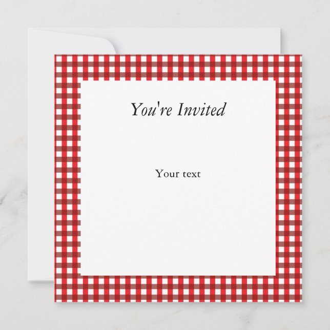 Red and White Gingham Pattern Invitation (Front)