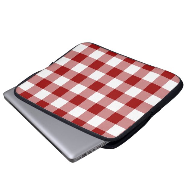 Red and White Gingham Pattern Laptop Sleeve (Front Bottom)