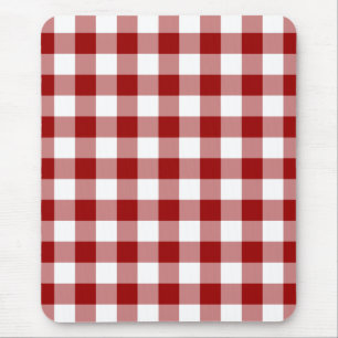 Red and White Gingham Pattern Mouse Pad
