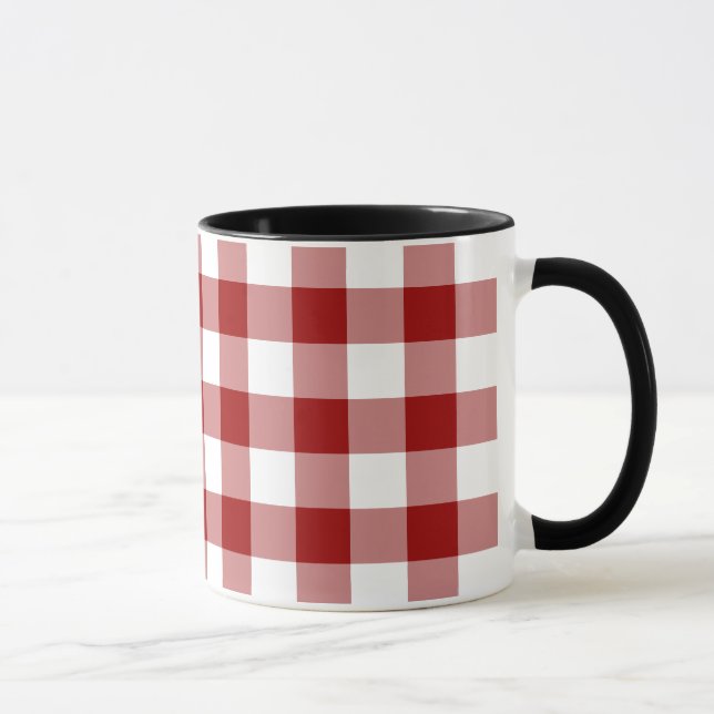 Red and White Gingham Pattern Mug (Right)