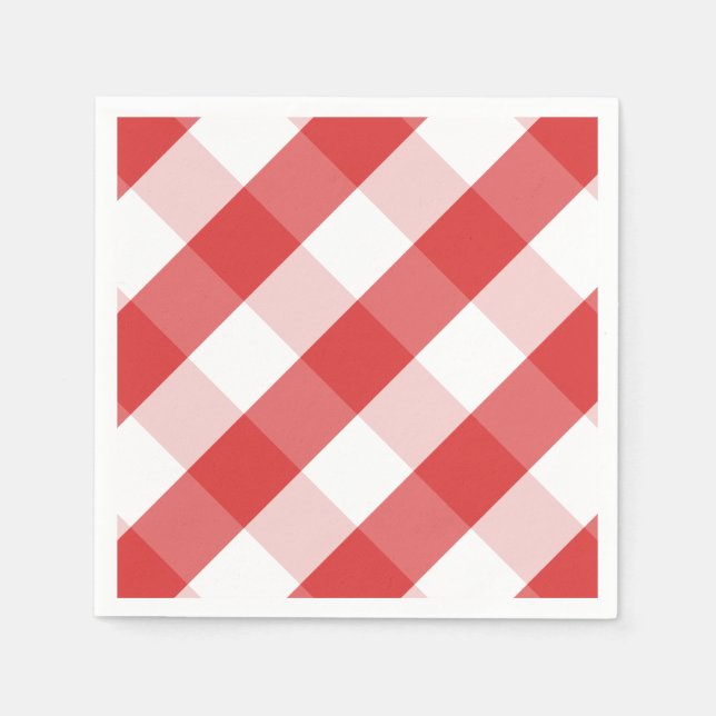 Red and white gingham pattern napkin (Front)