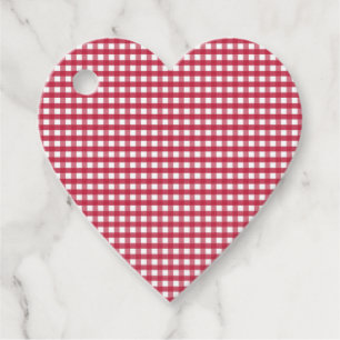 Red and White Gingham Plaid Favour Tags