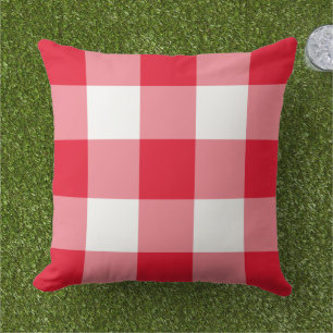 Red and White Gingham Plaid Pattern Cushion