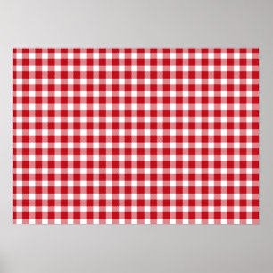 Red and White Gingham Style Poster
