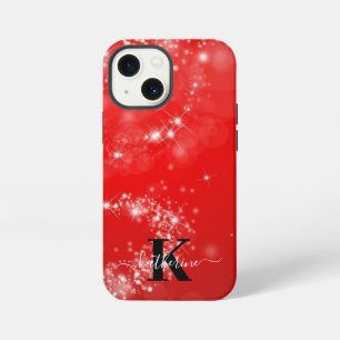 Red And White Glitter Girly Monogram Name iPhone 13 Mini Case