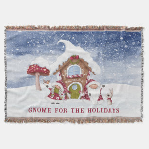 Red and White Gnome for the Holidays Throw Blanket