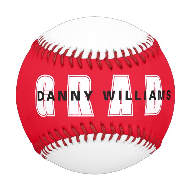 Red and White Grad Name Player # Baseball (Front)