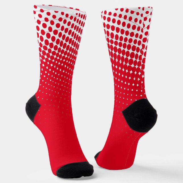 Red And White Gradient Pattern Socks (Angled)