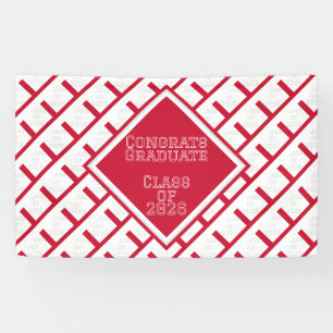 Red and White Graduation   2026 Banner