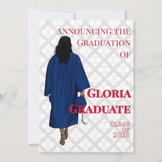 Red and White Graduation Announcement (Front)