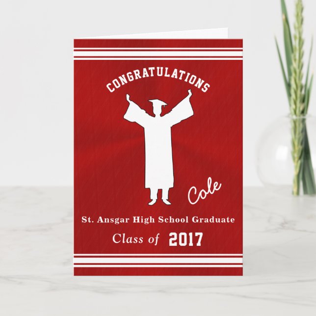 Red and White Graduation Card with YOUR TEXT (Front)