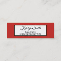 Red and White Graduation Insert Name Card