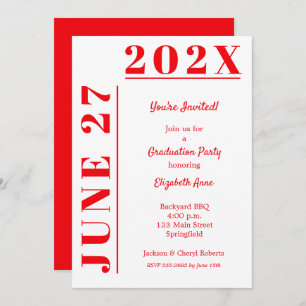 Red and White Graduation Party Invitation
