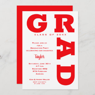 Red and White Graduation Party Invitation
