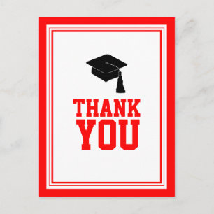 Red and White Graduation Party Thank You Postcard