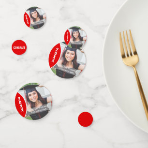 Red and White Graduation Photo Personalised Confetti