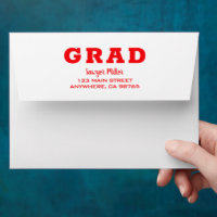 Red and White Graduation Return Address