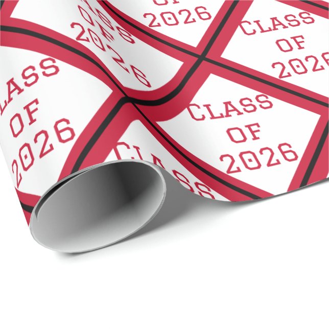 Red and White Graduation Wrapping Paper | 2026 (Roll Corner)