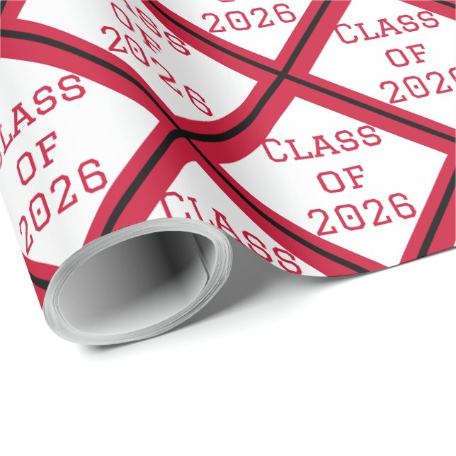 Red and White Graduation Wrapping Paper | 2026 (Roll Corner)