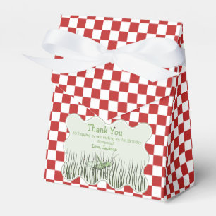 Red and White Grasshopper Kids Birthday Thank You Favour Box