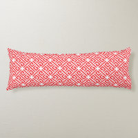 Red and white Greek Key Geometric Pattern