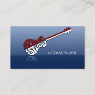 Red And White Guitar Illustration Business Card