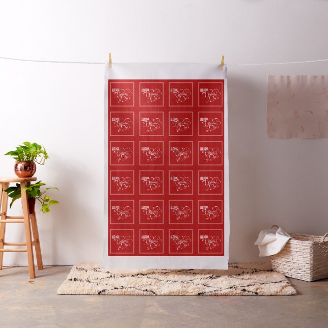 Red And White Happy Valentines Day Pattern Fabric (In Situ)
