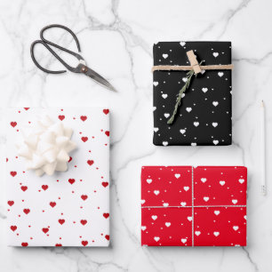 Red and white heart pattern custom backgrounds wrapping paper sheet