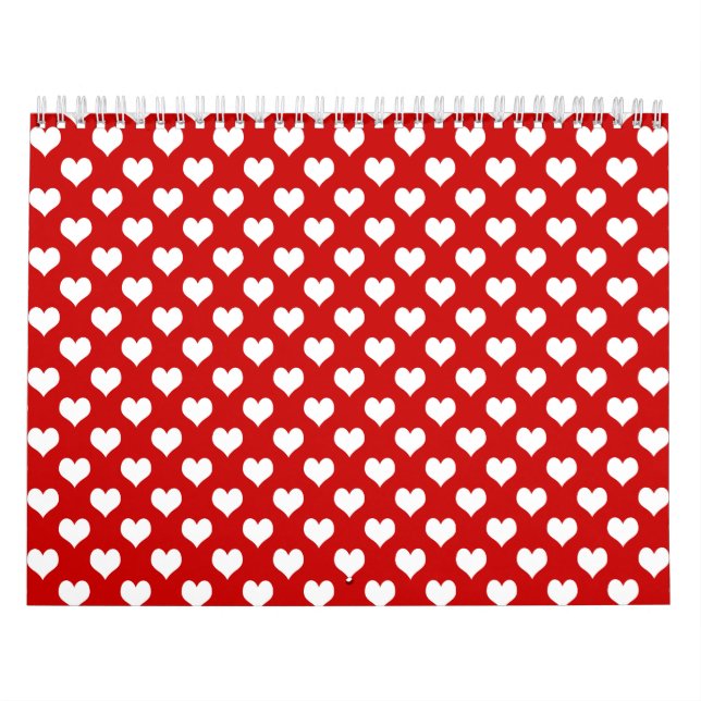 Red and White Heart Pattern Fabric  Calendar (Cover)