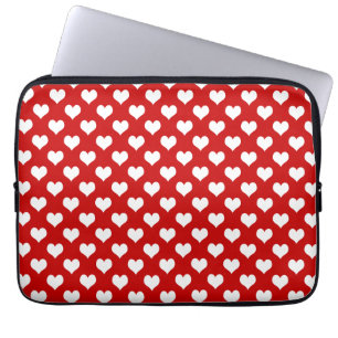 Red and White Heart Pattern Fabric Laptop Sleeve