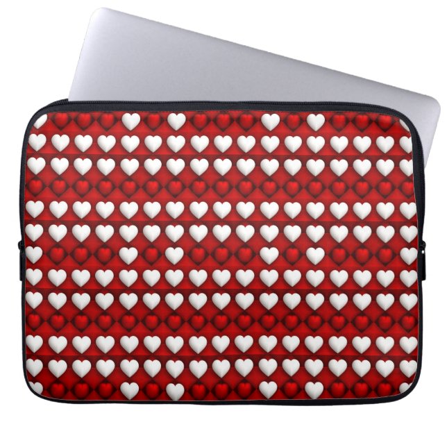 Red And White Heart Pattern Laptop Sleeve (Front)
