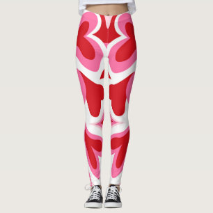  Red and White heart pattern Leggings