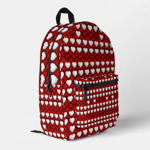 Red And White Heart Pattern Printed Backpack