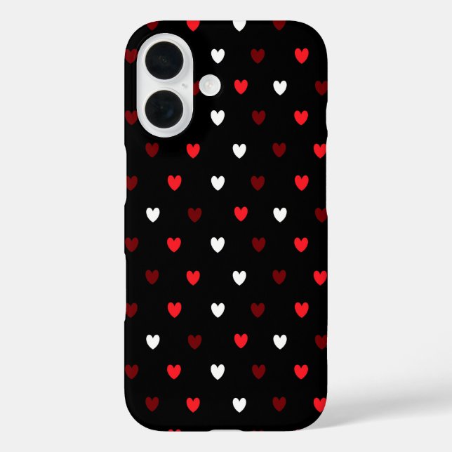 Red and white hearts on black Case-Mate iPhone case (Back)