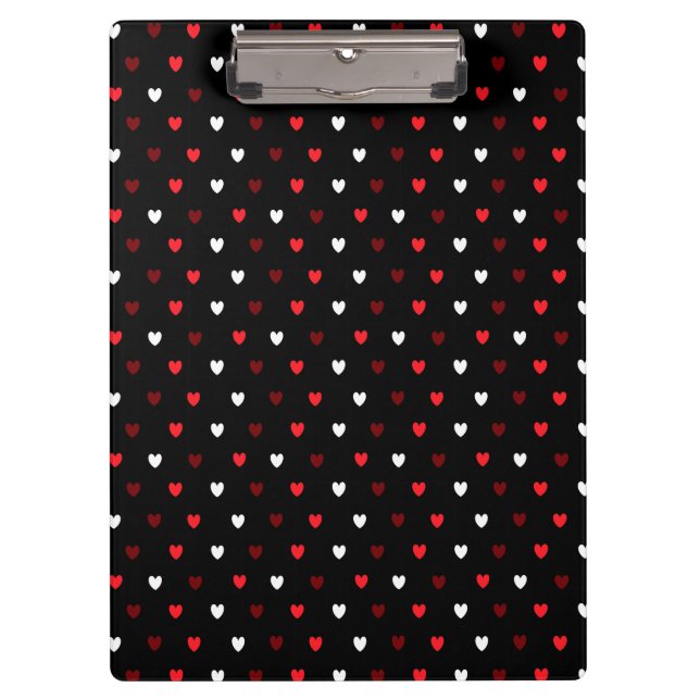Red and white hearts on black clipboard (Front)